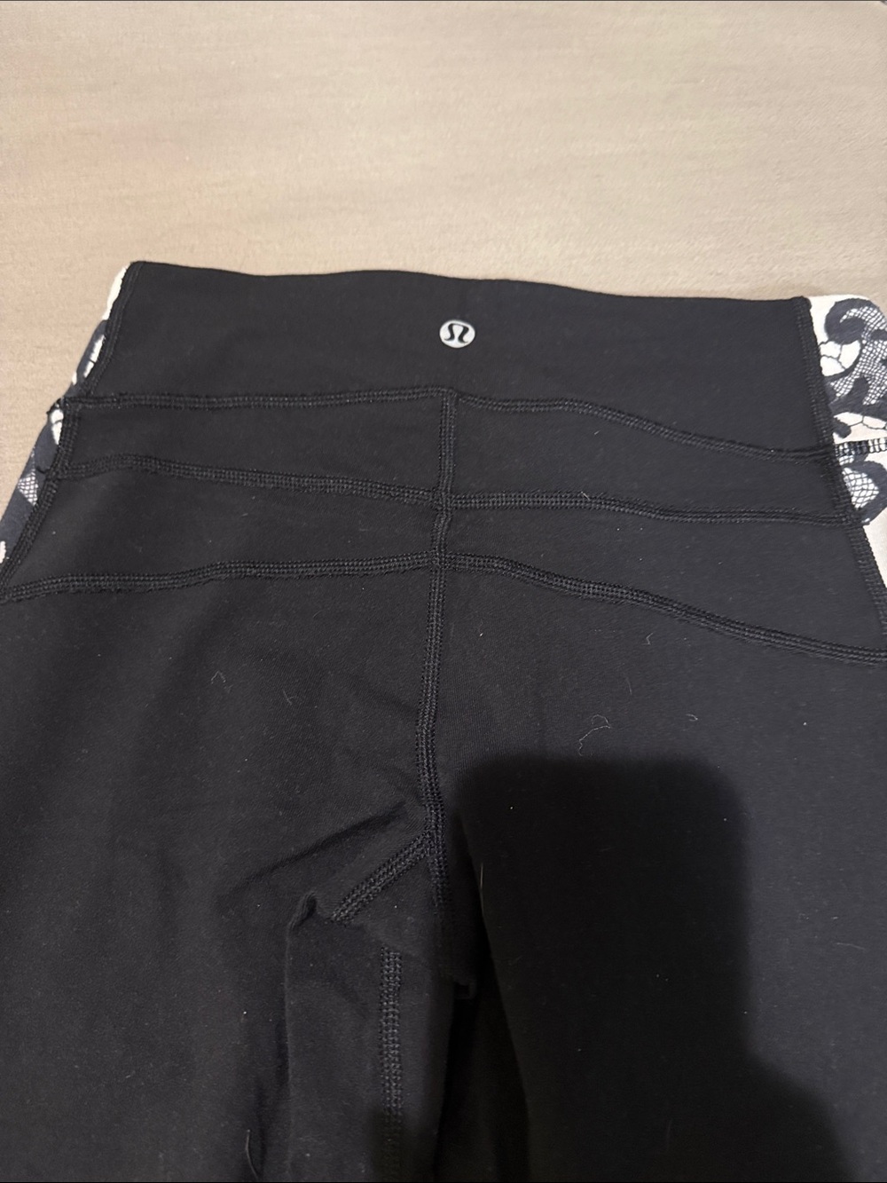 lululemon athletica Black Leggings with Black & White Waistband